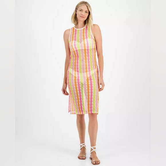 Miken Women's Open Knit Sleeveless Cover Up Dress Size XL - Picture 1 of 10